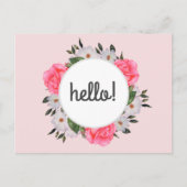 Waterverf Roze en Witte rozen Ronde Cirkel Briefkaart (Voorkant)