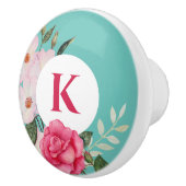 Waterverf Roze en Witte rozen Ronde Cirkel Keramische Knop (Rechts)