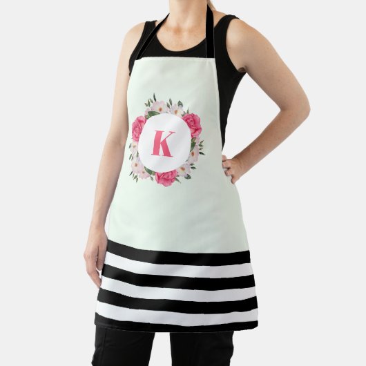 Waterverf Roze en Witte rozen Ronde Cirkel Schort (Insitu)