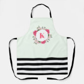 Waterverf Roze en Witte rozen Ronde Cirkel Schort (Voorkant)