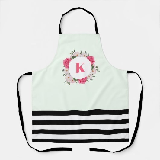 Waterverf Roze en Witte rozen Ronde Cirkel Schort (Voorkant)