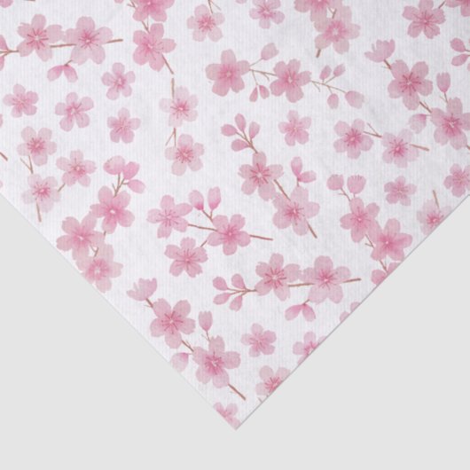 Waterverf roze en witte Sakura kersenbloesem Tissuepapier (Detail)