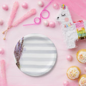 Waterverf Roze en witte strepen Papieren Bordje (Feest)