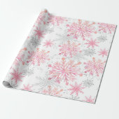 Waterverf Roze en zilverglitter Wintersneeuwvlokke Cadeaupapier (Uitgerold)