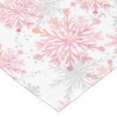 Waterverf Roze en zilverglitter Wintersneeuwvlokke Tafelkleed (Gekanteld)