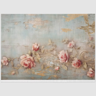 waterverf roze Engelse rozen faux gold Tissuepapier