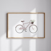 Waterverf  roze fiets met poster