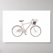 Waterverf roze fiets met poster (Voorkant)