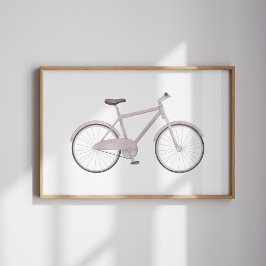Waterverf roze fiets poster