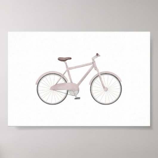 Waterverf  roze fiets poster (Voorkant)