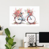 Waterverf Roze fiets Poster (Thuiskantoor)