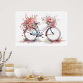 Waterverf Roze fiets Poster (Keuken)