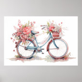 Waterverf Roze fiets Poster (Voorkant)