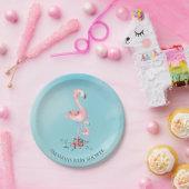 Waterverf Roze Flamingo Baby shower 7-inch Bord (Feest)