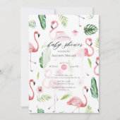 Waterverf Roze Flamingo Baby shower Invitation Kaart (Voorkant)