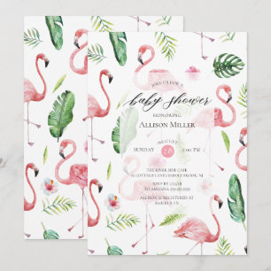 Waterverf Roze Flamingo Baby shower Invitation Kaart