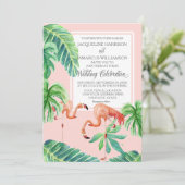 Waterverf Roze flamingo Beach Banana Leaves Kaart (Staand voorkant)
