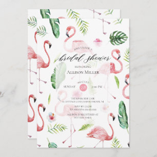 Waterverf Roze Flamingo Bridal Shower Uitnodiging