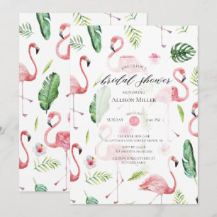 Waterverf Roze Flamingo Bruids Douche Uitnodiging