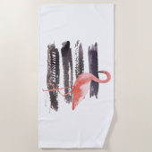 Waterverf Roze Flamingo Bruspenseelstreken Aangepa Strandlaken (Voorkant)