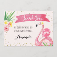 Waterverf Roze Flamingo Dank u Kaart