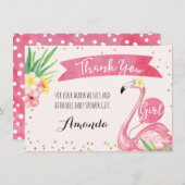 Waterverf Roze Flamingo Dank u Kaart (Voorkant / Achterkant)