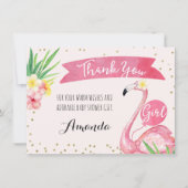 Waterverf Roze Flamingo Dank u Kaart (Voorkant)