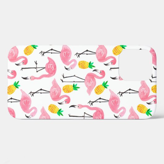 Waterverf roze flamingo en gele ananas Case-Mate iPhone case (Achterkant (horizontaal))