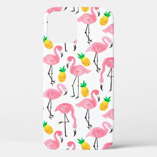 Waterverf roze flamingo en gele ananas Case-Mate iPhone case (Achterkant)