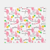 Waterverf roze flamingo en gele ananas fleece deken (Voorkant (Horizontaal))