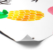Waterverf roze flamingo en gele ananas poster (Hoek)