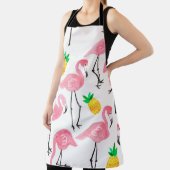 Waterverf roze flamingo en gele ananas schort (Insitu)