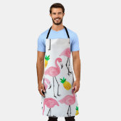 Waterverf roze flamingo en gele ananas schort (Gedragen)