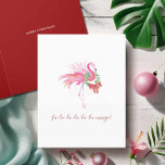 Waterverf Roze Flamingo Florida Beach Kerstmis Feestdagen Kaart<br><div class="desc">Deze vakantiepas met een tropisch thema toont een replica van mijn originele handgeschilderde waterverf roze flamingo, versierd met een krans en boog in levendige tropische kleuren op een frisse witte achtergrond. De speelse uitdrukking "FA LA LA LA LA, LA MINGO!" is elegant geplaatst in de moderne penseelscripttypografie. Binnenin heeft de...</div>