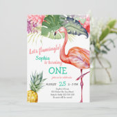 Waterverf Roze Flamingo Girl Eerste verjaardag Kaart (Staand voorkant)