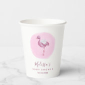 Waterverf Roze Flamingo Girl's Baby shower Cute Papieren Bekers (Achterkant)