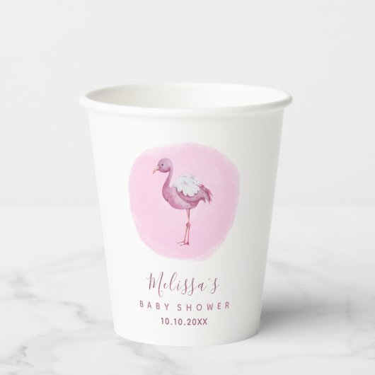 Waterverf Roze Flamingo Girl's Baby shower Cute Papieren Bekers (Voorkant)