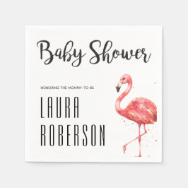 Waterverf Roze Flamingo Hand Lettered Baby shower Servet