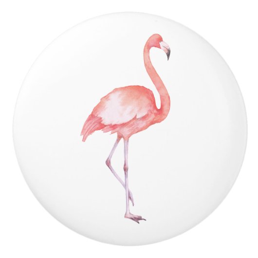 Waterverf Roze Flamingo Keramische Knop (Voorkant)