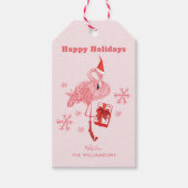 Waterverf Roze Flamingo Kerstvakantie Cadeaulabel (Voorkant)