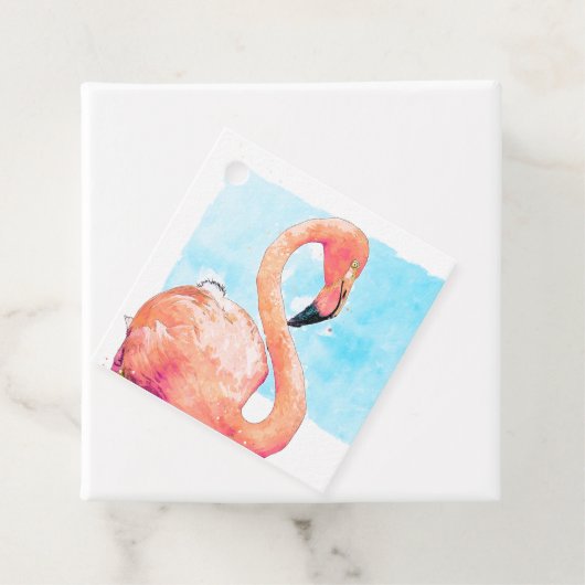 Waterverf Roze Flamingo Klasse Valentijns's Party Bedankjes Labels (In situ)