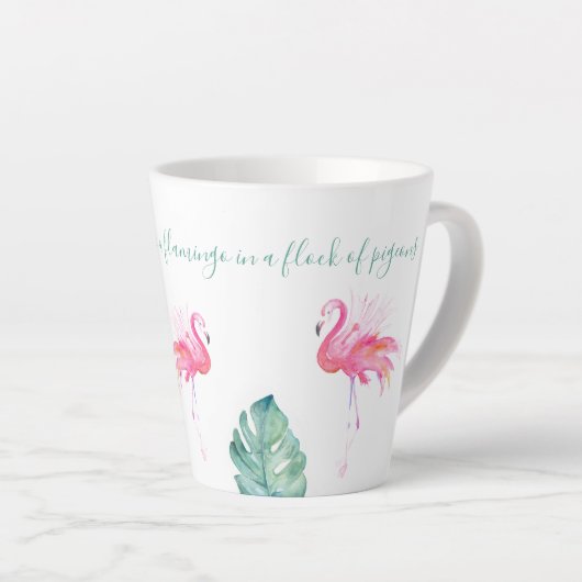 Waterverf Roze Flamingo Latte Mok (Rechterhoek)