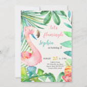 Waterverf Roze Flamingo Let's Flamingle Birthday Kaart (Voorkant)