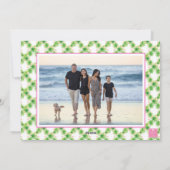 Waterverf Roze Flamingo Monogram Crest Foto Feestdagenkaart (Achterkant)