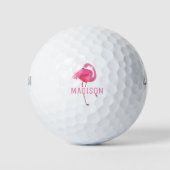 Waterverf Roze Flamingo Monogram Golfballen (Voorkant)