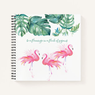 Waterverf Roze Flamingo Monstera Greenery Notitieboek