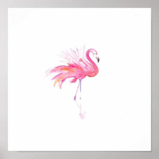 Waterverf Roze Flamingo Originele Tropische Kunst Poster (Voorkant)