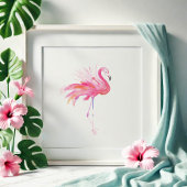 Waterverf Roze Flamingo Originele Tropische Kunst Poster