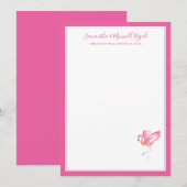 Waterverf Roze Flamingo Personal Stationery Notitiekaartje (Voorkant / Achterkant)