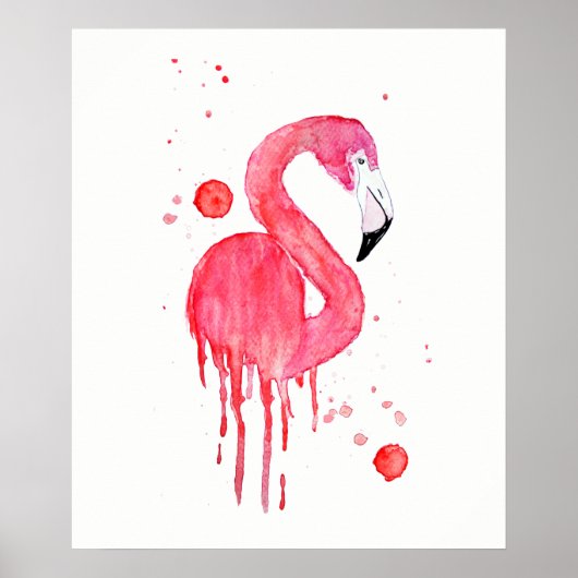 Waterverf Roze Flamingo Poster (Voorkant)